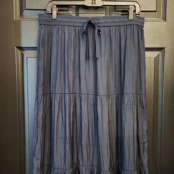 J. Jill Tiered Maxi Skirt In Navy Blue - Picture 3 of 12